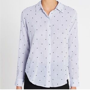 Rails Taylor Striped Flocked Polka Dot Button Down Shirt Size S